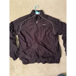Vintage Nike Bkack Full Zip  Black lined Dri-Fit Windbreaker Jacket  size L